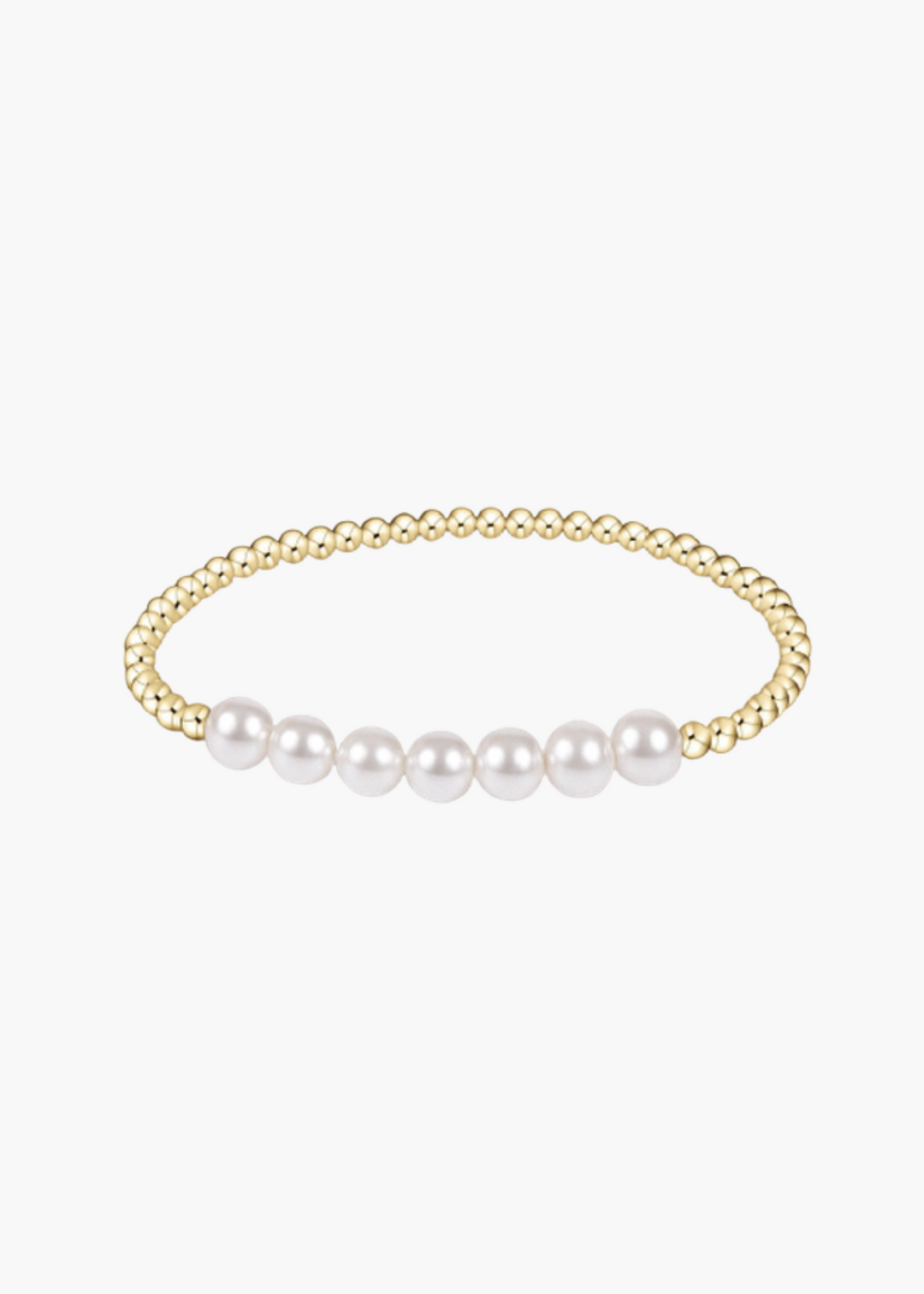 Classic Gold Beaded Bliss 3mm Bead Bracelet - 6mm Pearl