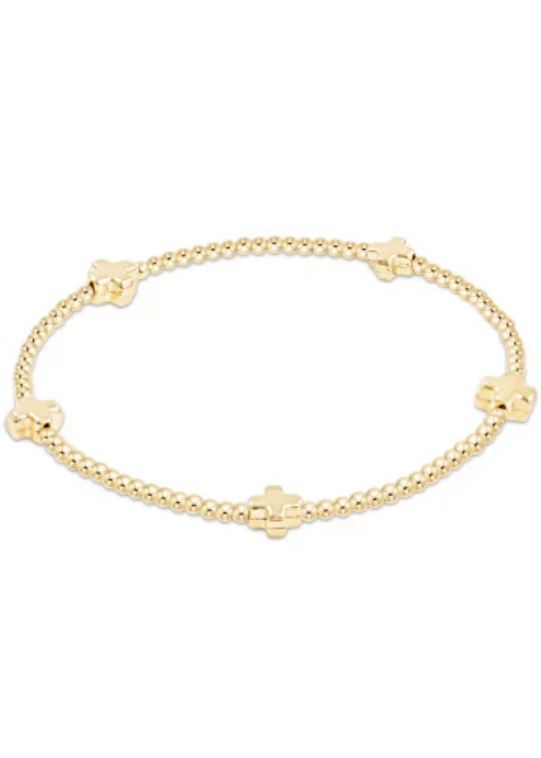 Signature Cross Small Gold Pattern 2mm Bead Bracelet - Gold