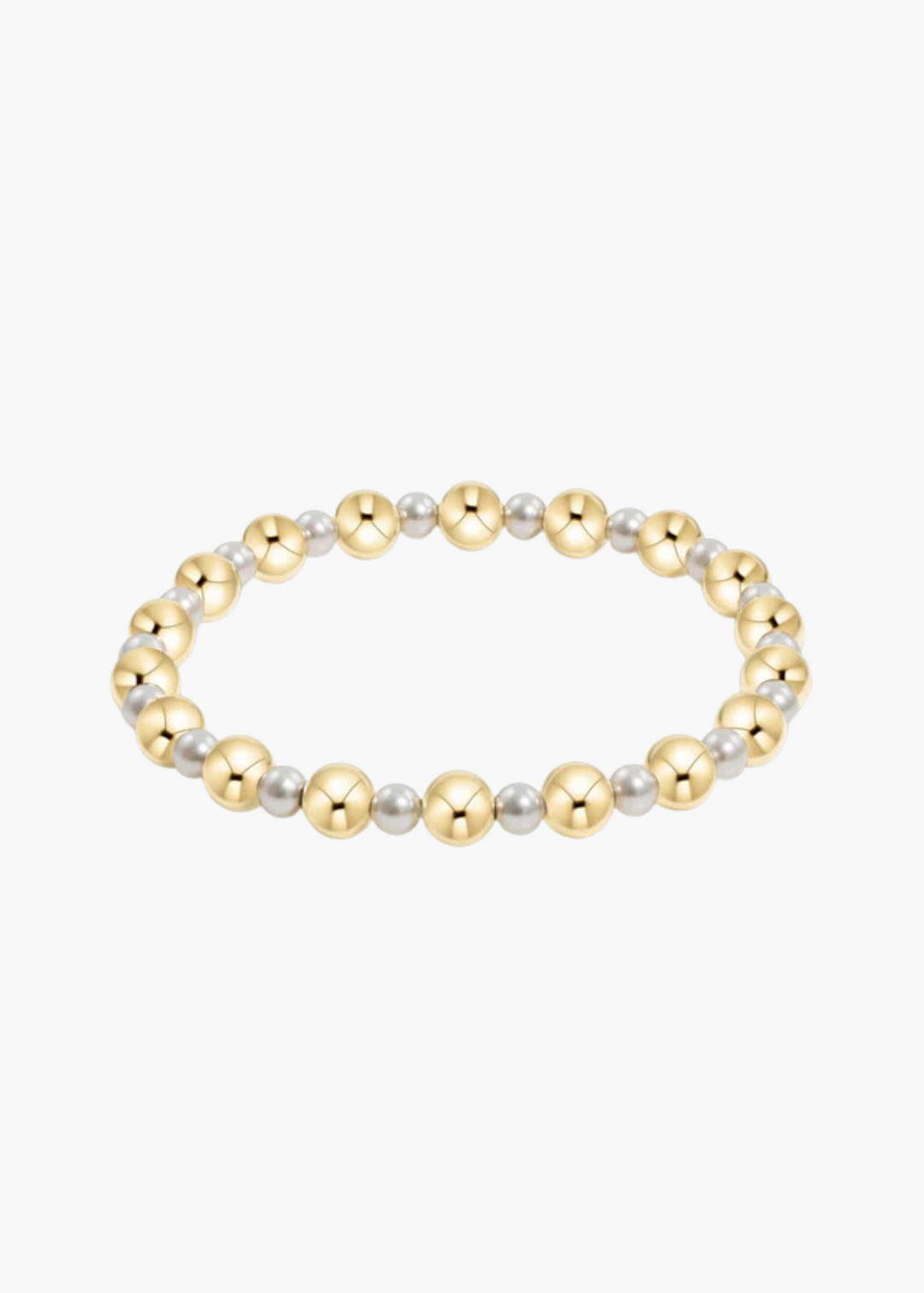Pearl Grateful Pattern 4mm Bead Bracelet - 6mm Gold