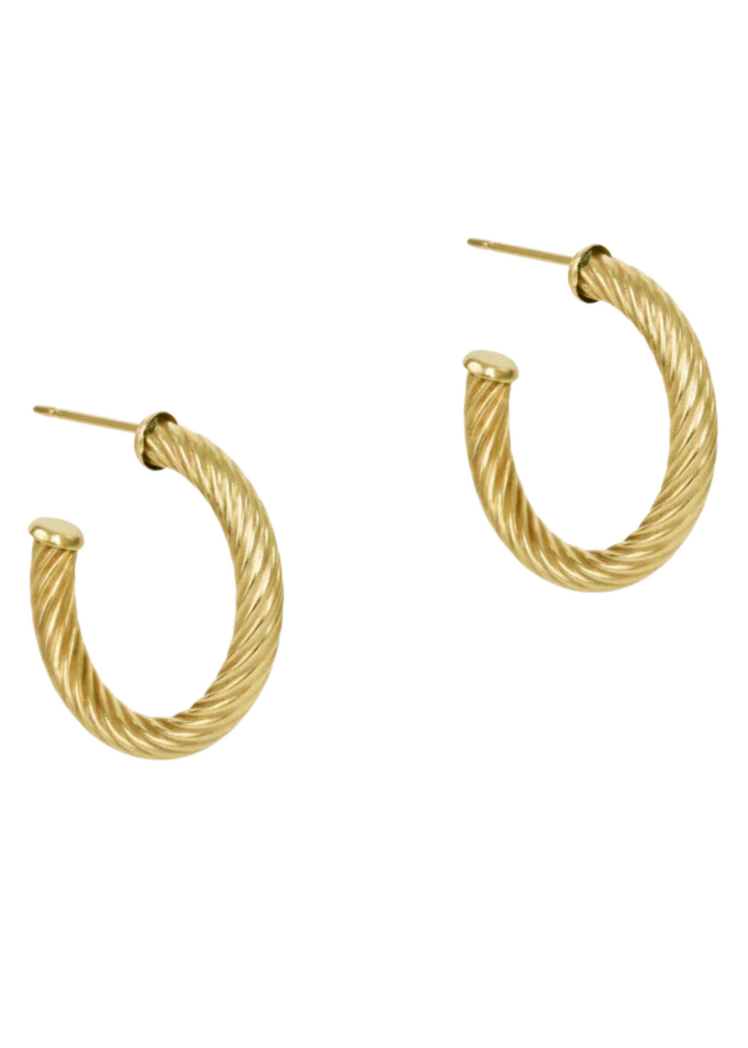 Round Gold 1.125" Post Hoop - 4mm - Textured Twist