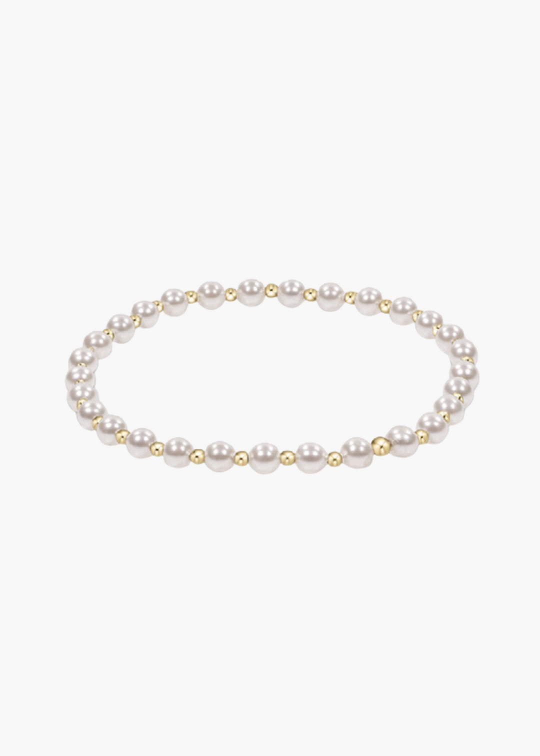 Classic Grateful Pattern 4mm Bead Bracelet - Pearl