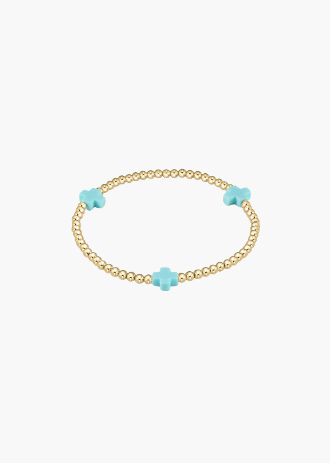 Egirl 3mm Signature Cross Bracelet Gold Turquoise