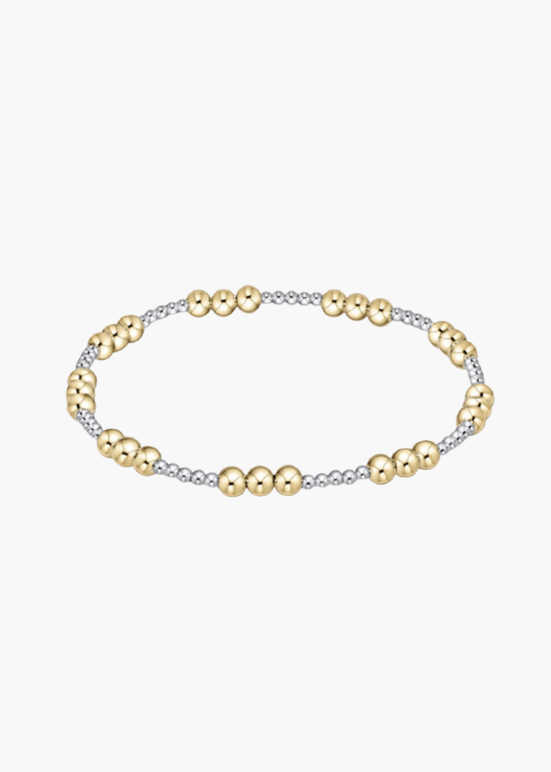 Classic Joy Pattern 4mm Bead Bracelet - Mixed Metal