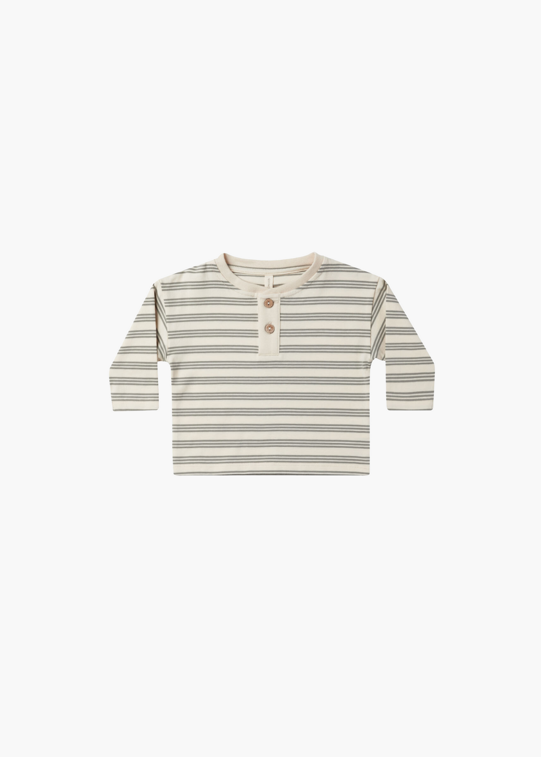 long sleeve henley tee || basil stripe - FINAL SALE