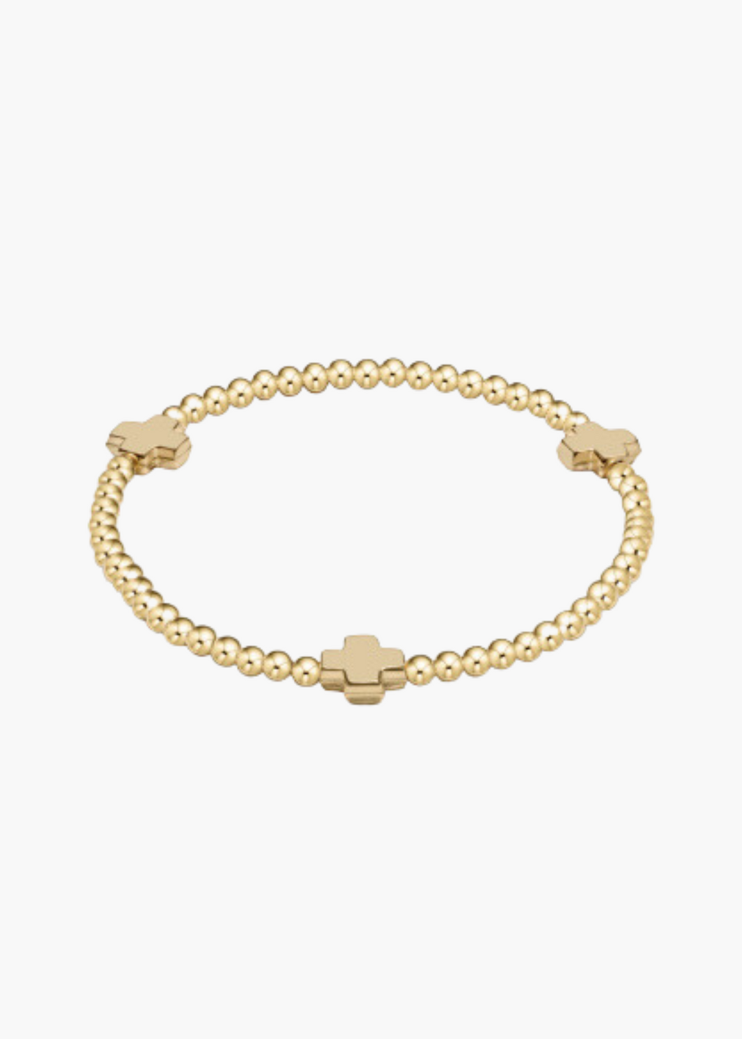 Signature Cross Gold Pattern 3mm Bead Bracelet - Gold