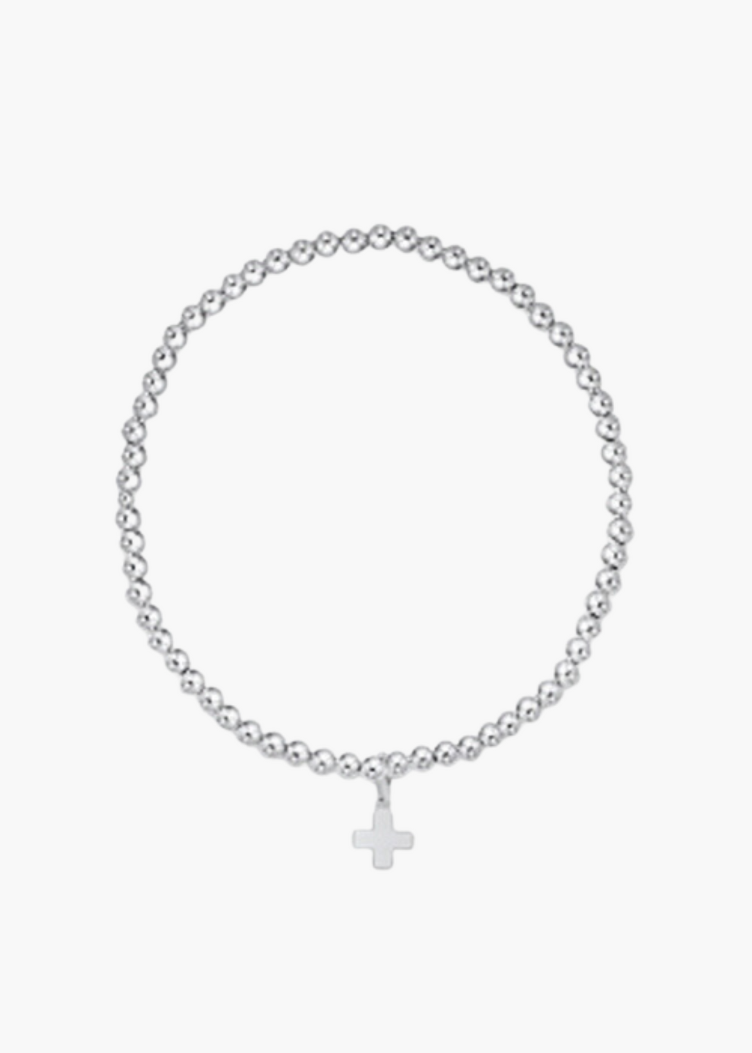 Classic Sterling 3mm Bead Bracelet - Signature Cross Sterling Charm