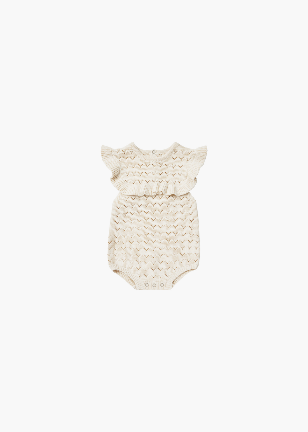 pointelle ruffle romper || natural