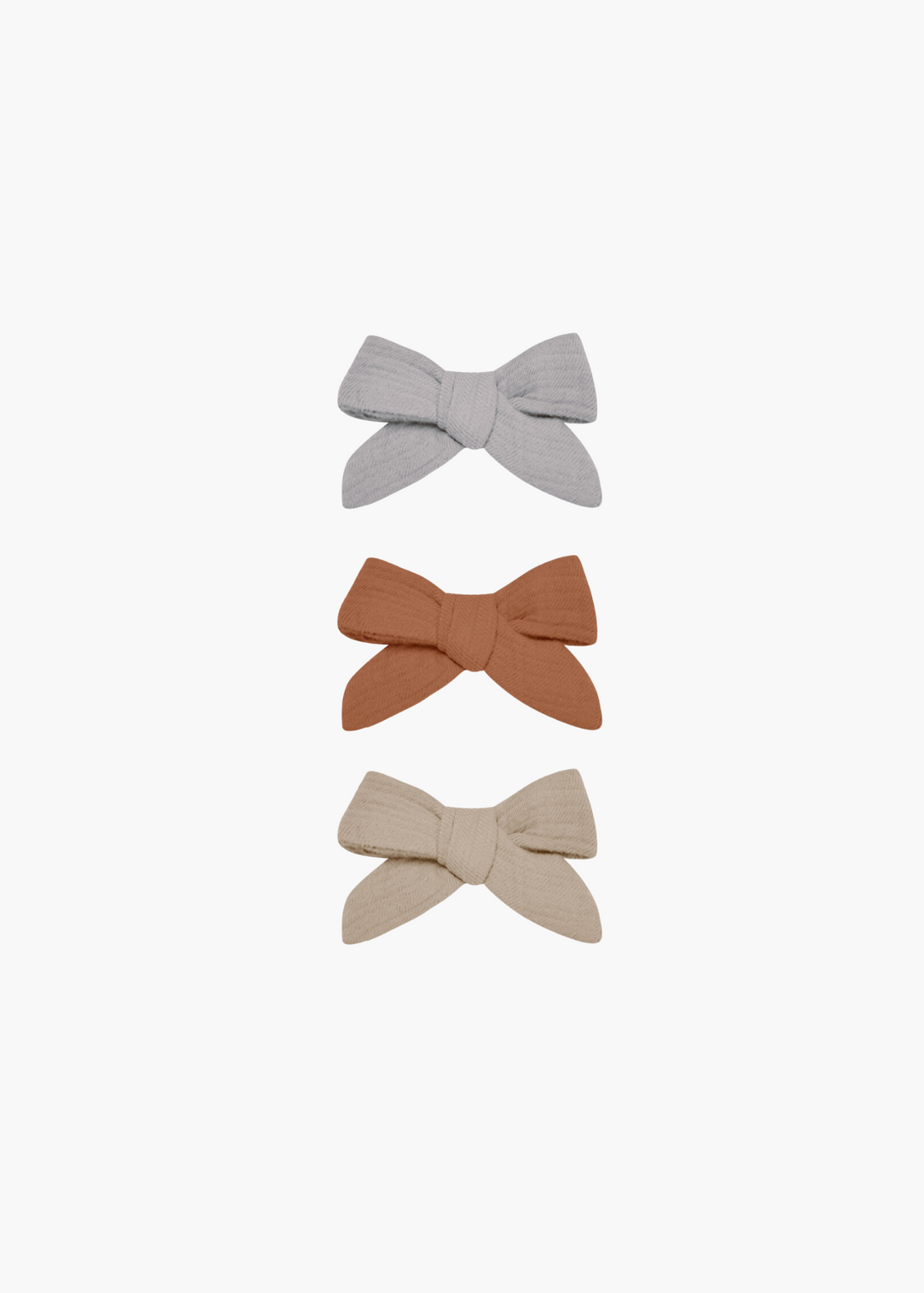 bow w. clip, set of 3 || periwinkle, clay, oat - FINAL SALE