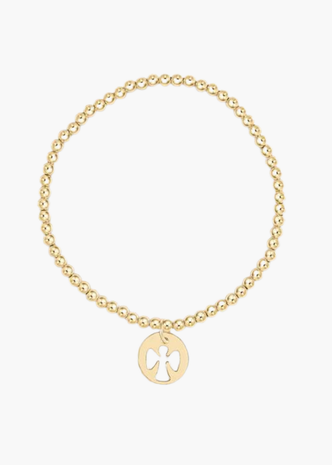 Classic Gold 3mm Bead Bracelet - Guardian Angel Gold Disc