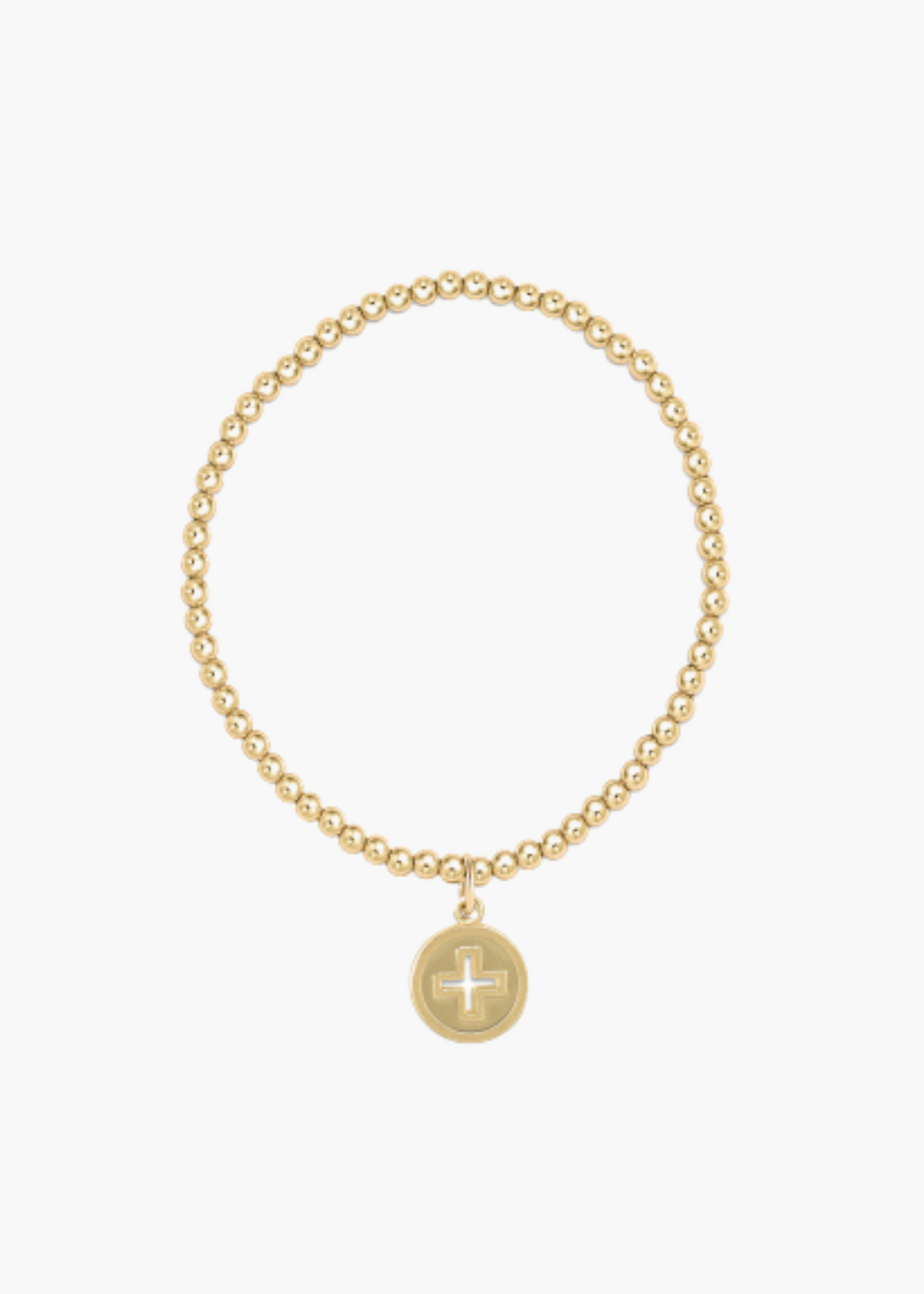 Classic Gold 3mm Bead Bracelet - Signature Cross Gold Disc
