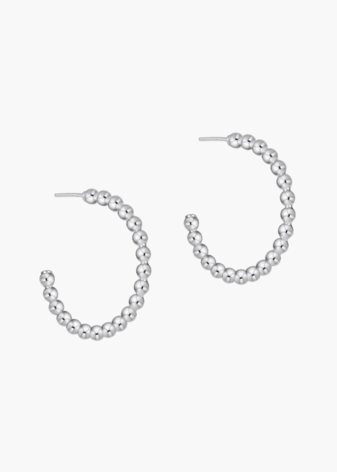 Beaded Classic 1.25" Post Hoop - 4mm Sterling