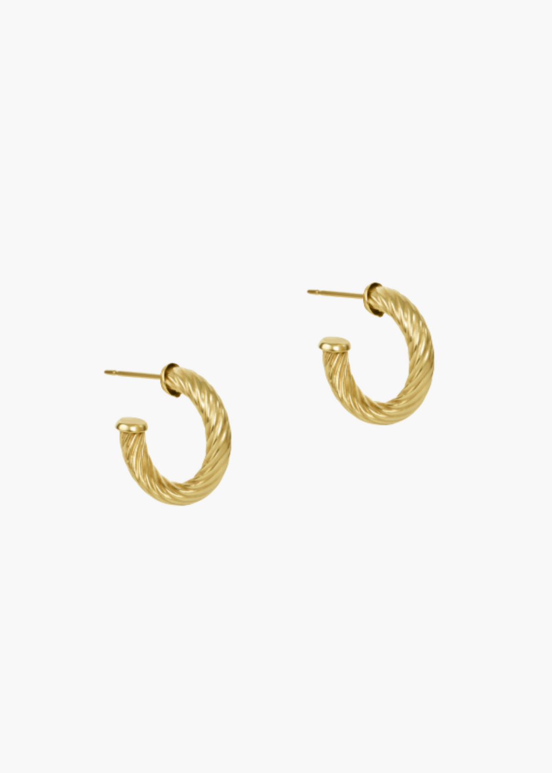 Round Gold 0.5" Post Hoop - 4mm - Textured Twist