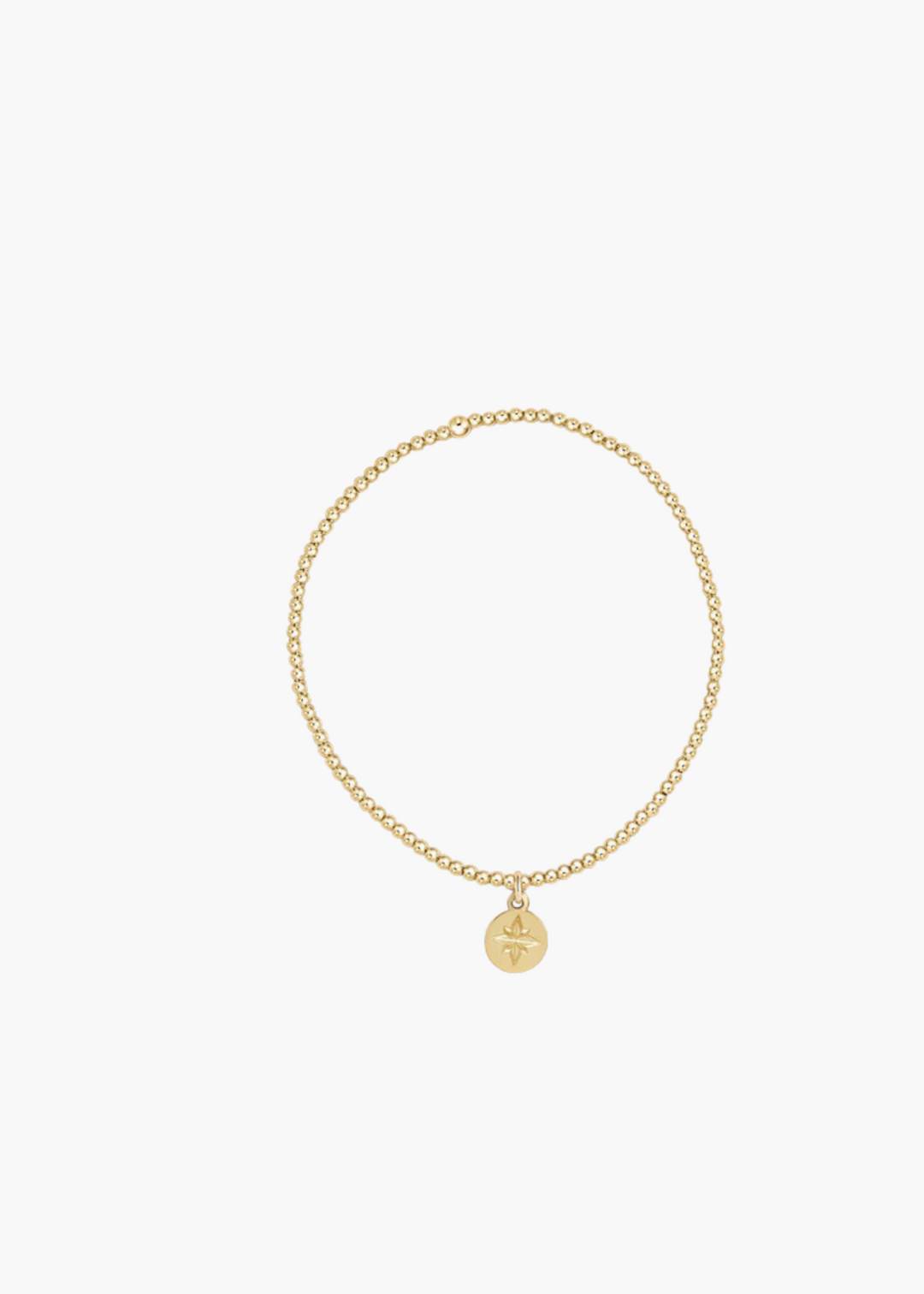 Classic Gold 2mm Bead Bracelet - Direction Gold Disc