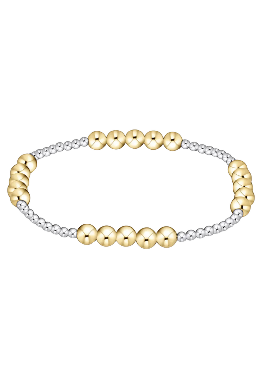 Classic Blissful Pattern 3mm Bead Bracelet - 6mm Mixed Metal