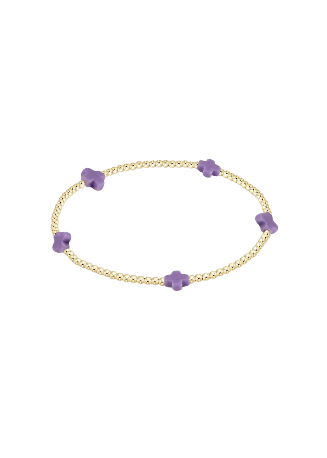 egirl Signature Cross Small Gold Pattern 2mm Bead Bracelet - Purple