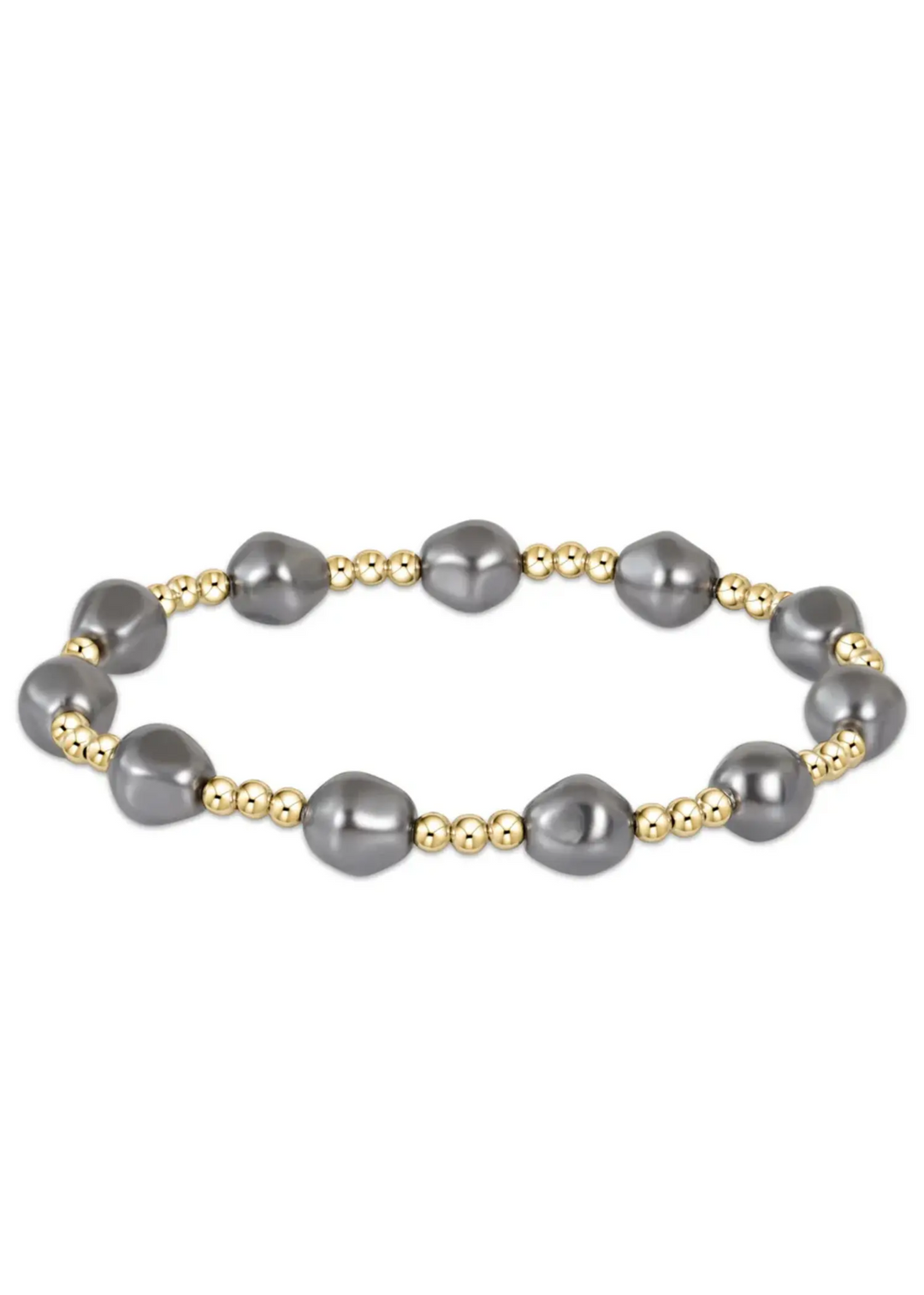 Admire Gold 3mm Bead Bracelet - Pearl - Dark Grey