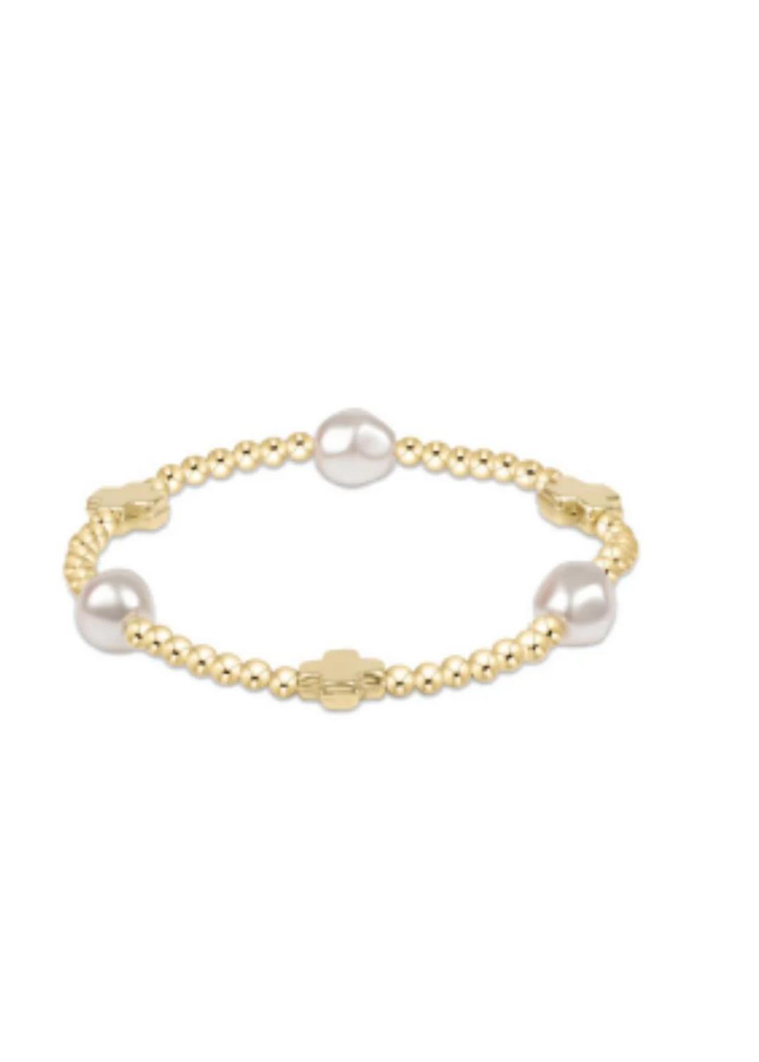 Signature Cross Admire Pearl Pattern 3mm Bead Bracelet - Gold