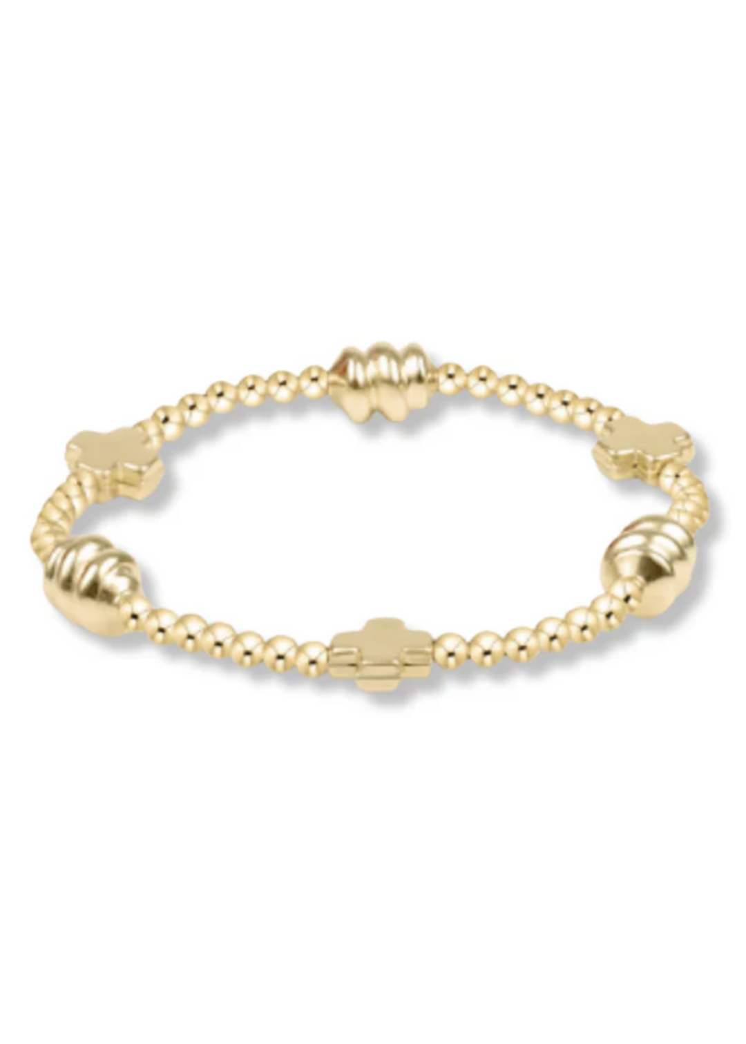 Signature Cross Admire Gold Pattern 3mm Bead Bracelet - Gold