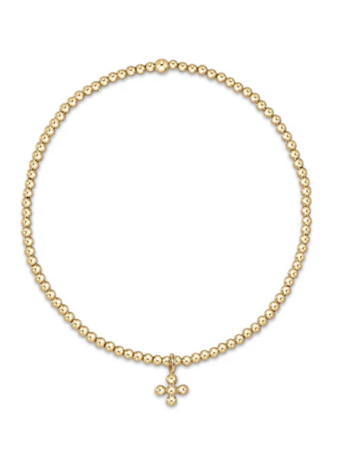 Classic Gold 2mm Bead Bracelet - Classic Beaded Signature Cross Small Gold Charm