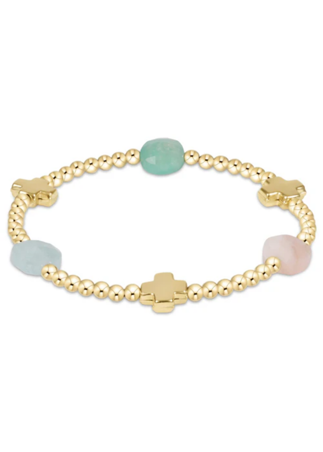 Signature Cross Admire Gold Pattern 3mm Bead Bracelet - Hot Mess