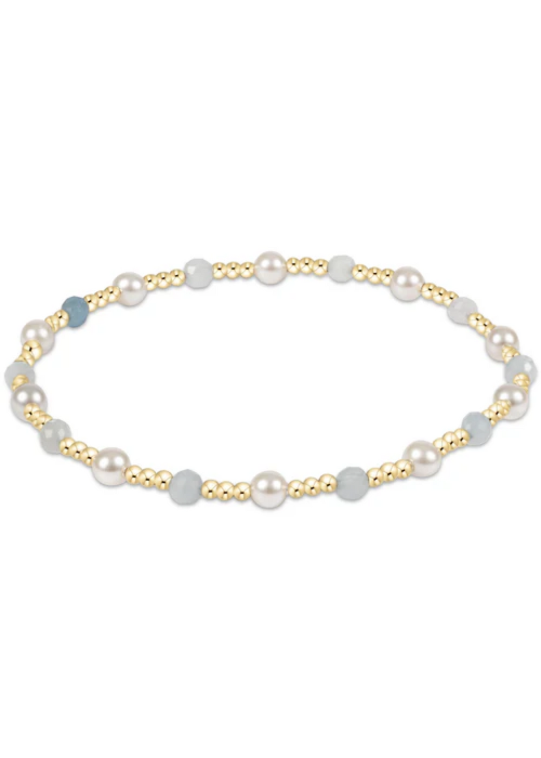 Pearl Sincerity Pattern 4mm Bead Bracelet - Aquamarine