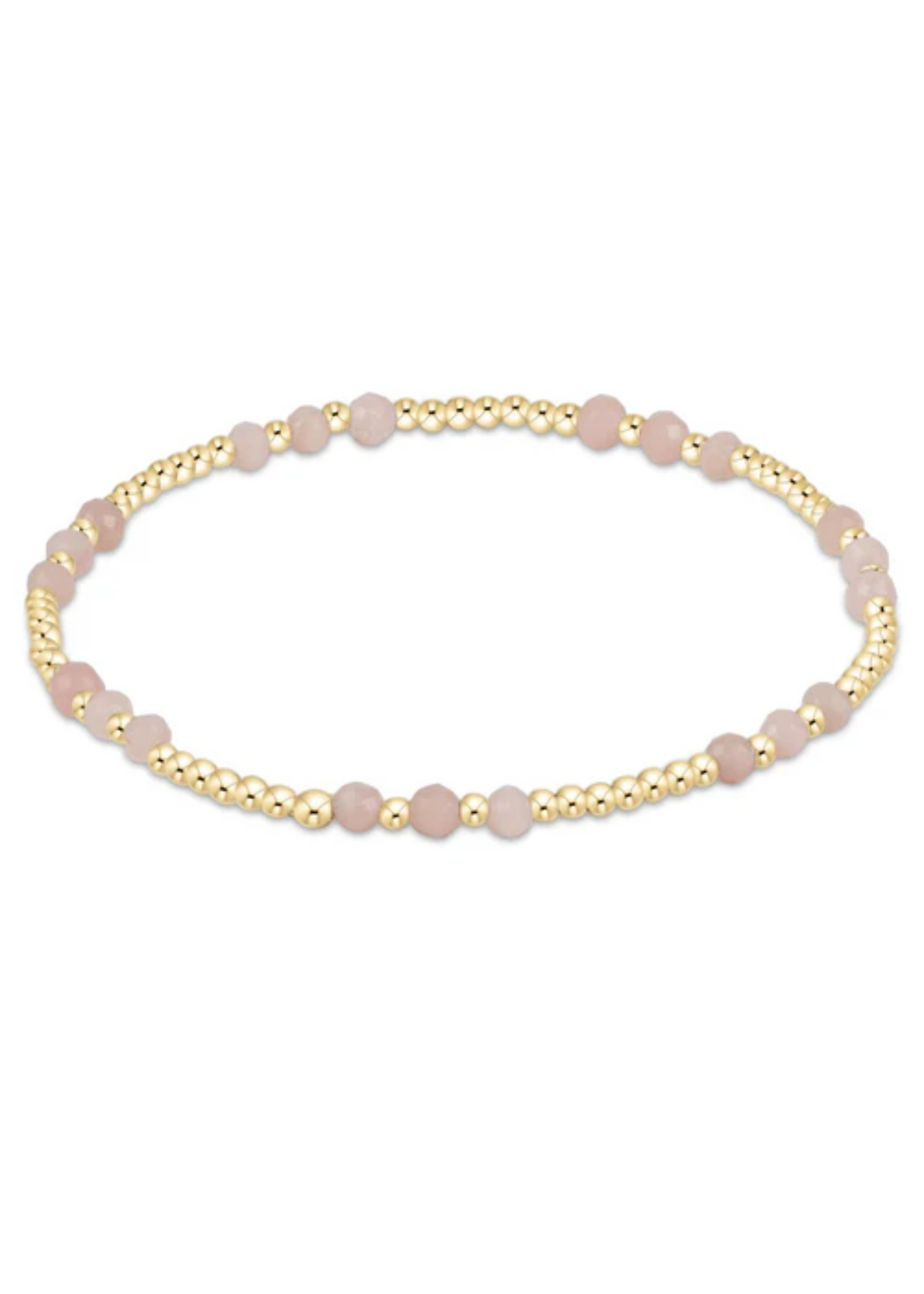 Gemstone Gold Joy Pattern 3mm Bead Bracelet - Pink Opal