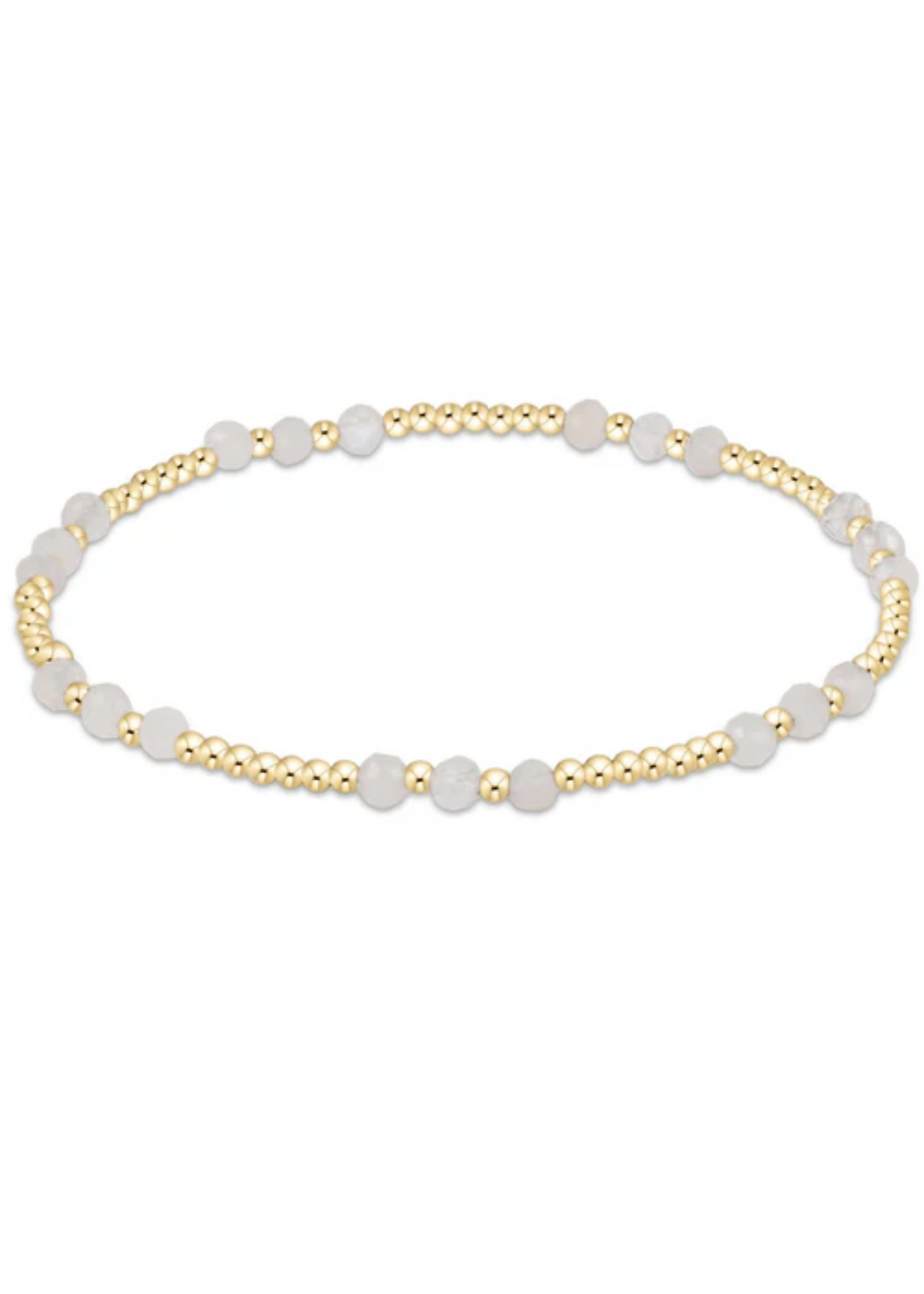 Gemstone Gold Joy Pattern 3mm Bead Bracelet - Moonstone