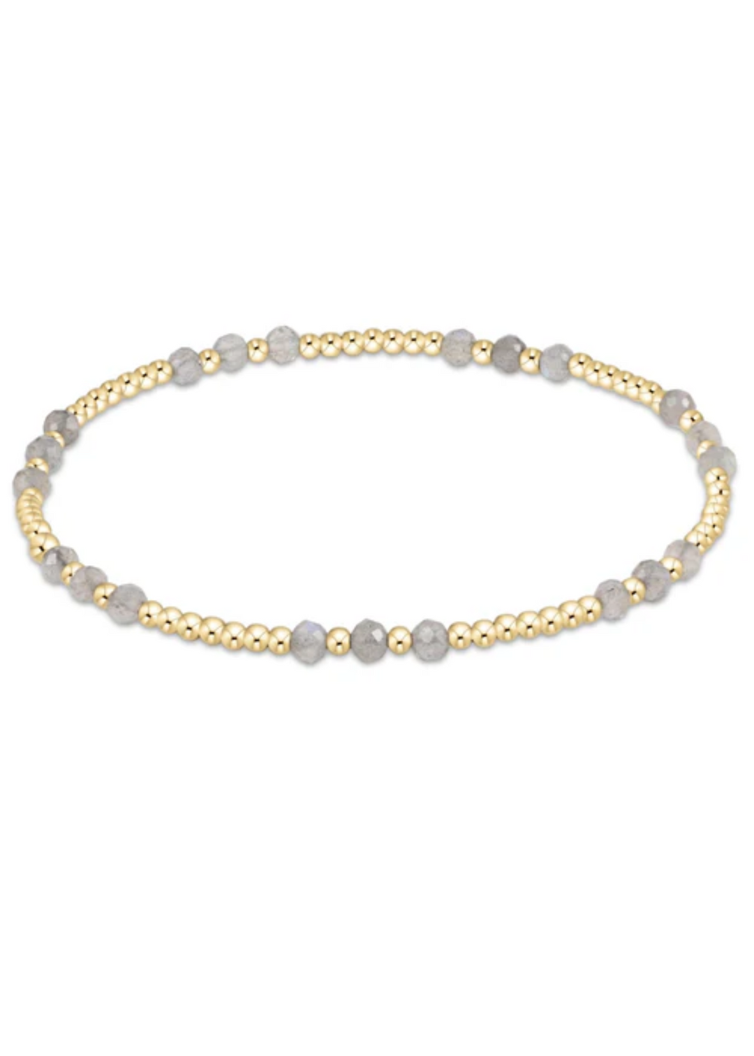 Gemstone Gold Joy Pattern 3mm Bead Bracelet - Labradorite