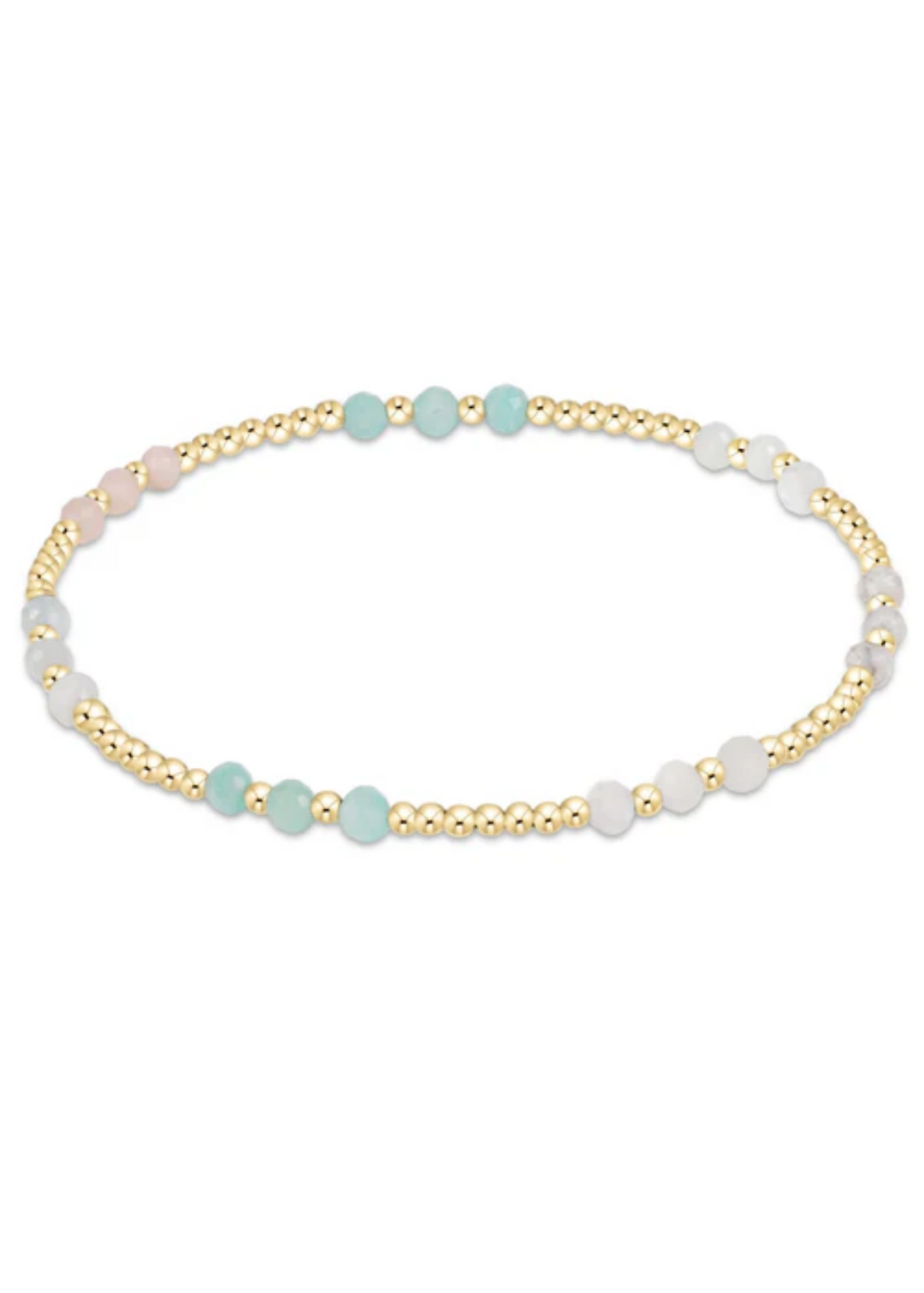 Gemstone Gold Joy Pattern 3mm Bead Bracelet - Hot Mess