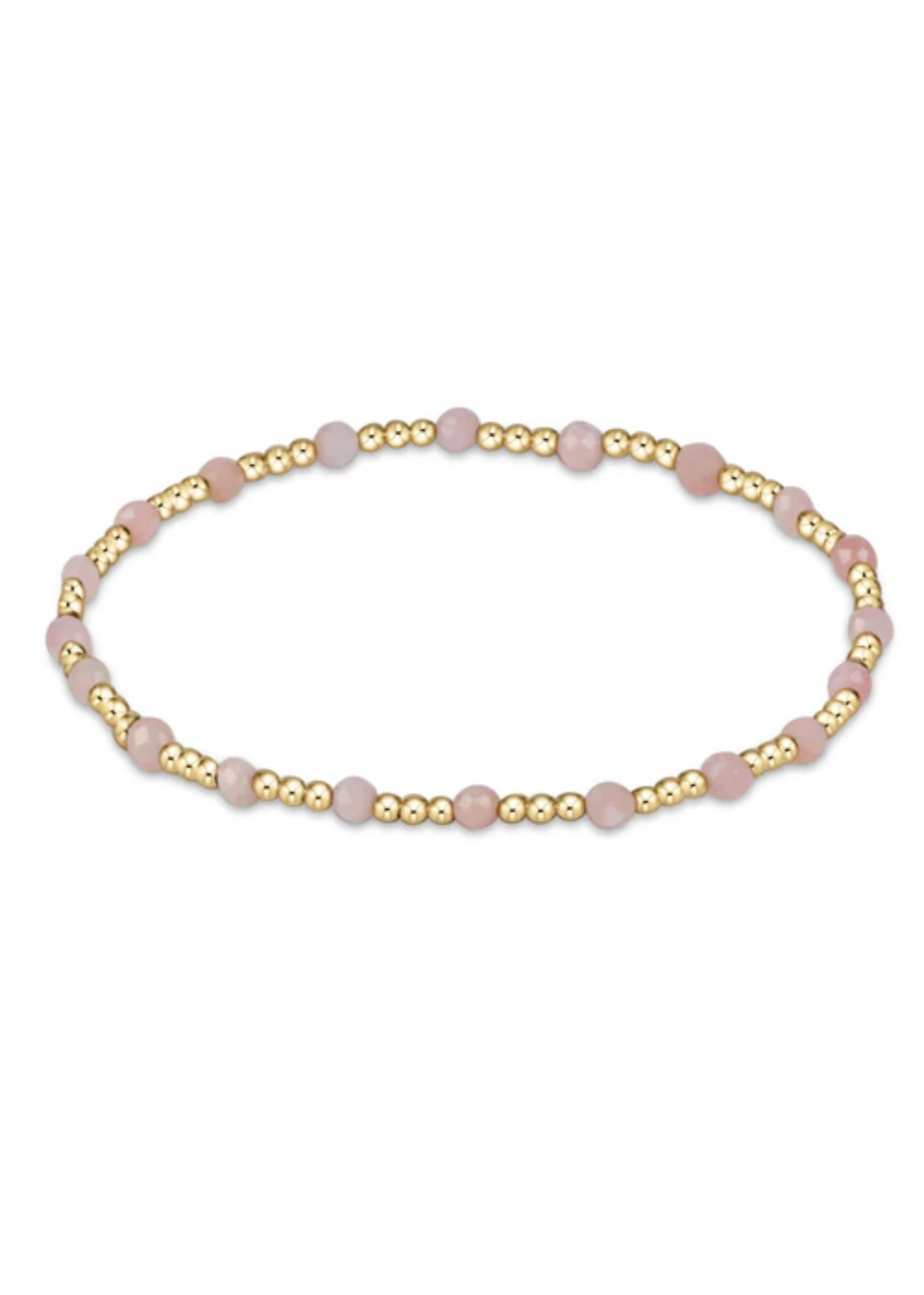 Gemstone Gold Sincerity Pattern 3mm Bead Bracelet - Pink Opal