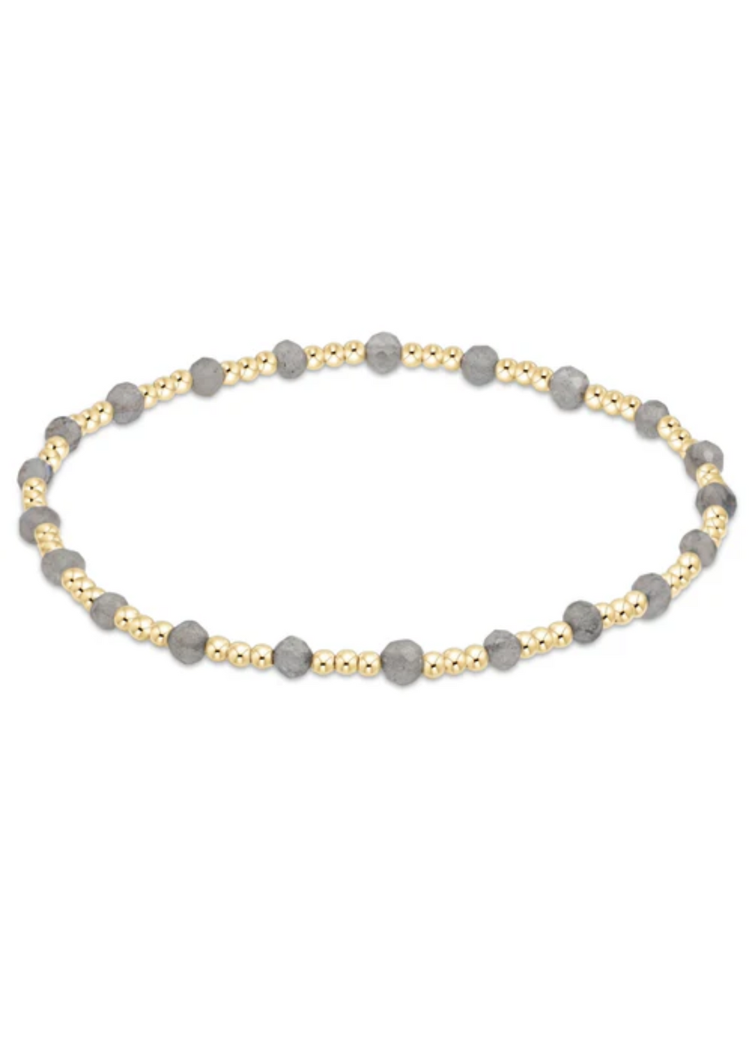Gemstone Gold Sincerity Pattern 3mm Bead Bracelet - Labradorite