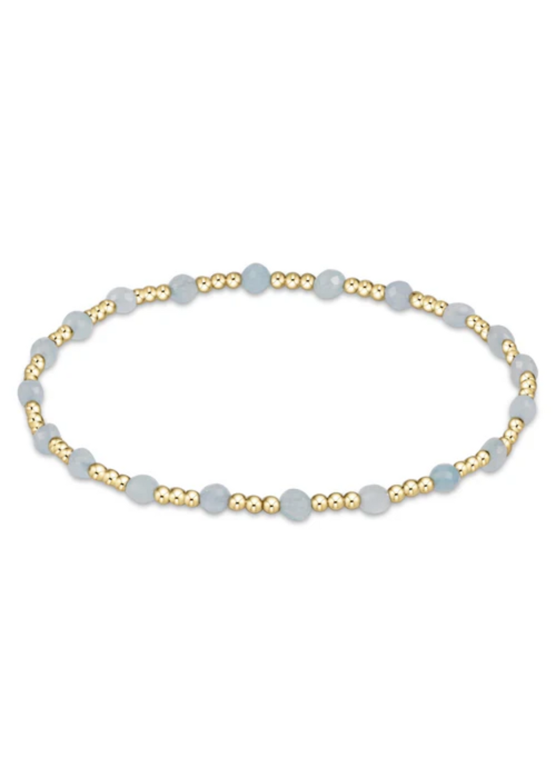 Gemstone Gold Sincerity Pattern 3mm Bead Bracelet - Aquamarine