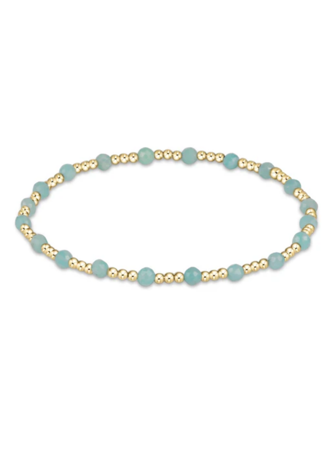 Gemstone Gold Sincerity Pattern 3mm Bead Bracelet - Amazonite