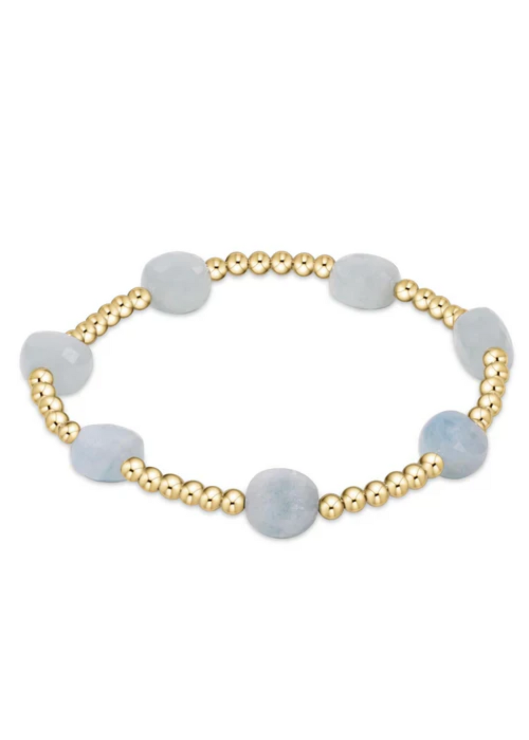 Admire Gold 3mm Bead Bracelet - Aquamarine