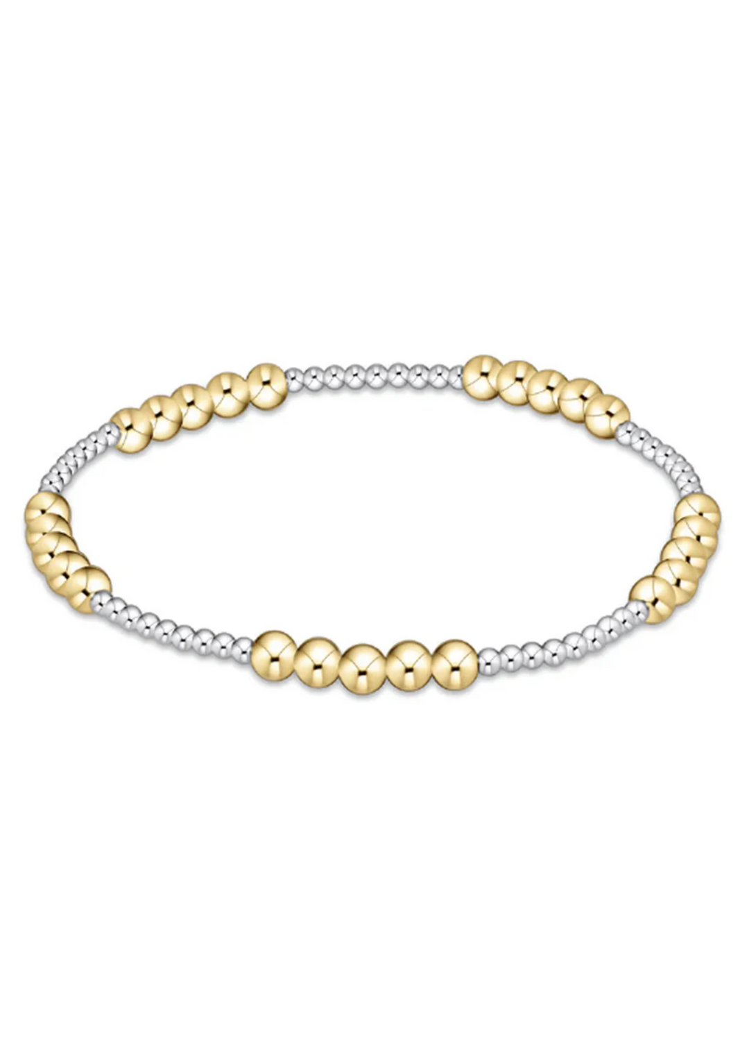 Classic Blissful Pattern 2mm Bead Bracelet - 4mm Mixed Metal