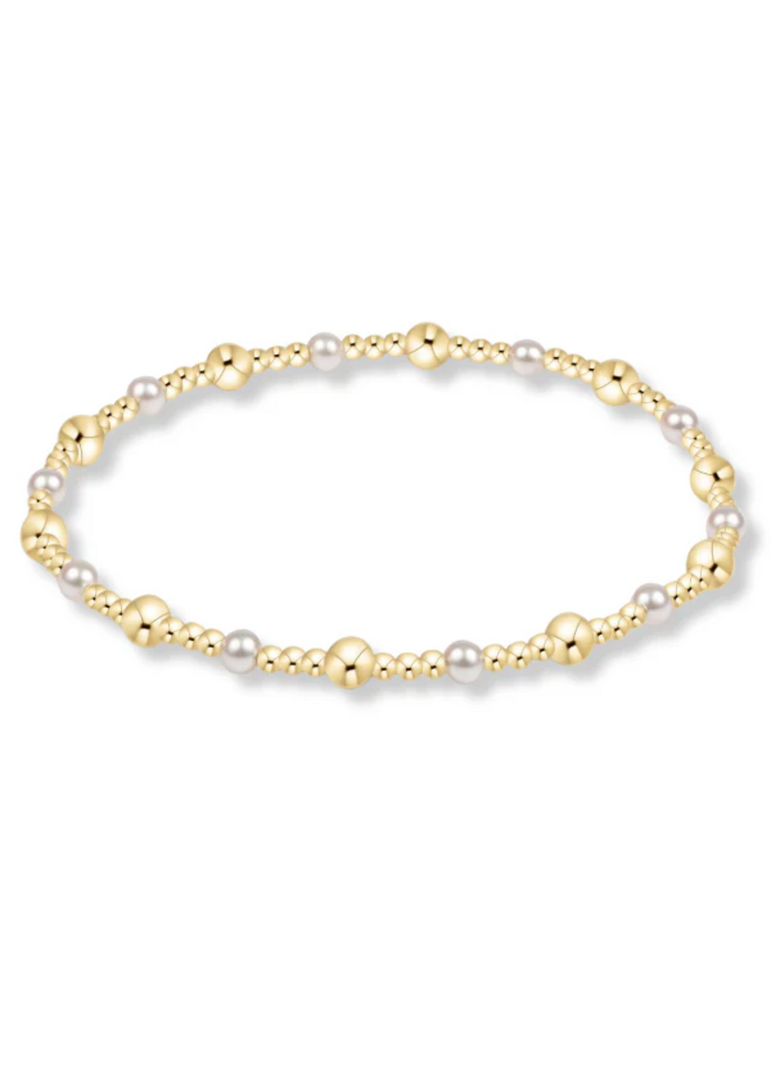 Classic Gold Sincerity Pattern 4mm Bead Bracelet - Pearl