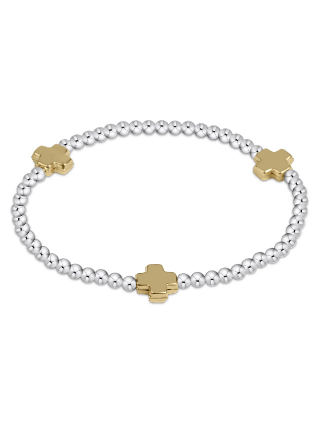 Enewton Extends - Signature Cross Sterling Mixed Metal Pattern 3mm Bead Bracelet
