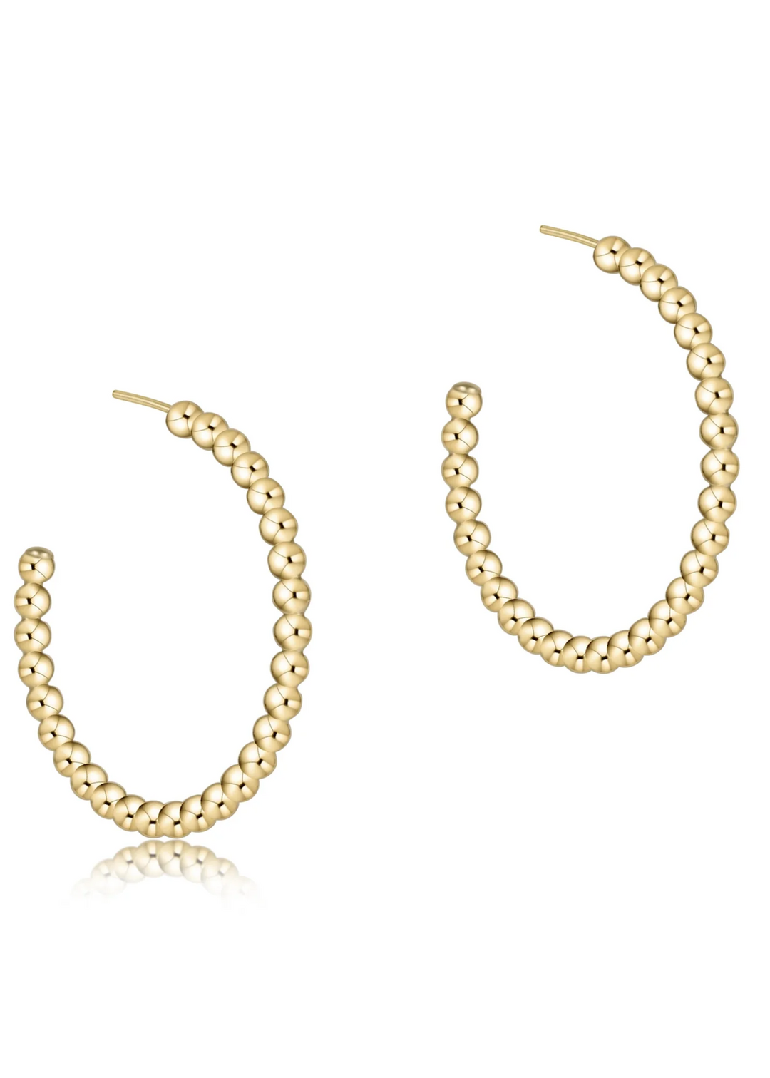 Beaded Classic 1.25" Post Hoop - 3mm Gold