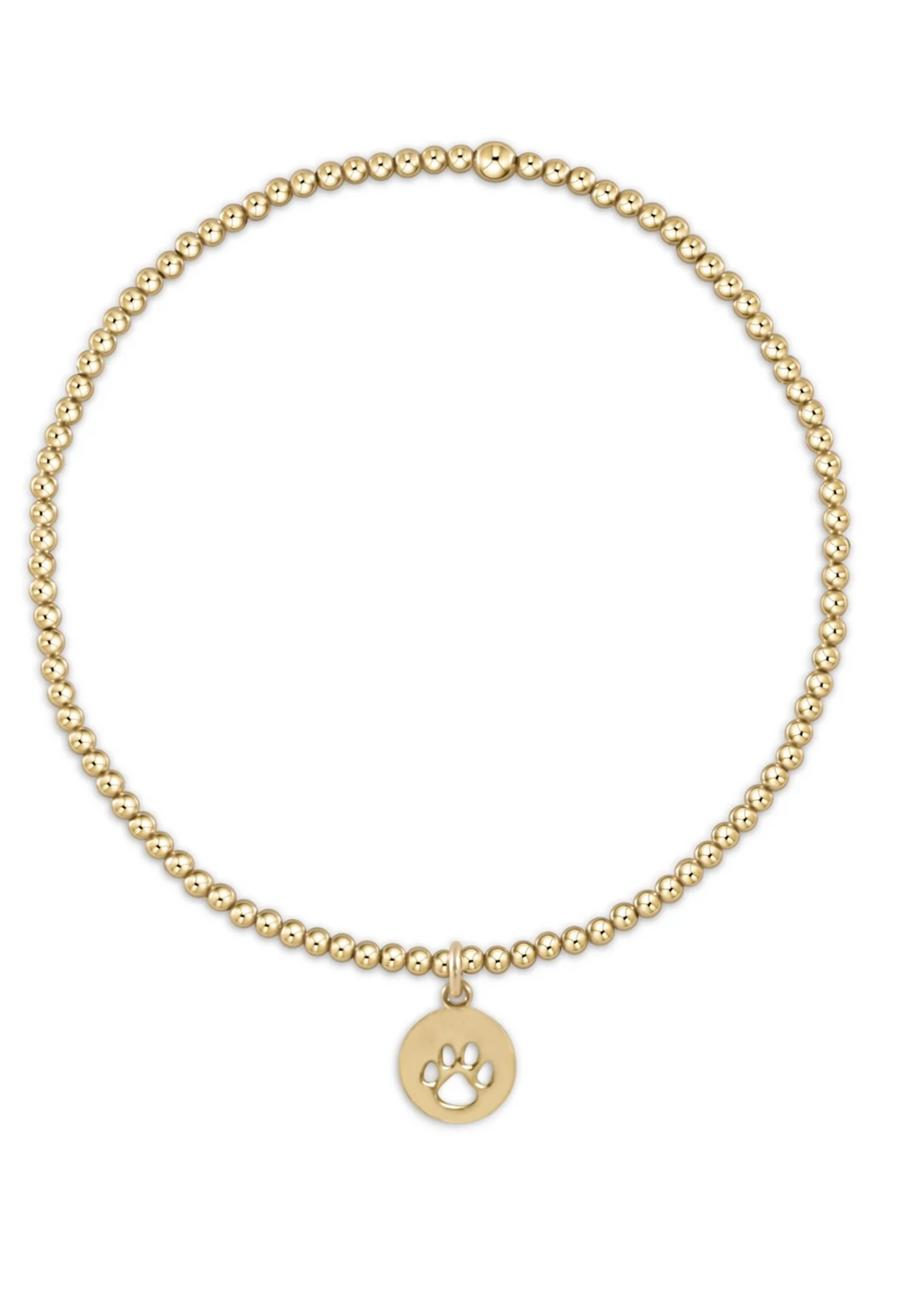 egirl Classic Gold 2mm Bead Bracelet - Paw Print Small Gold Disc