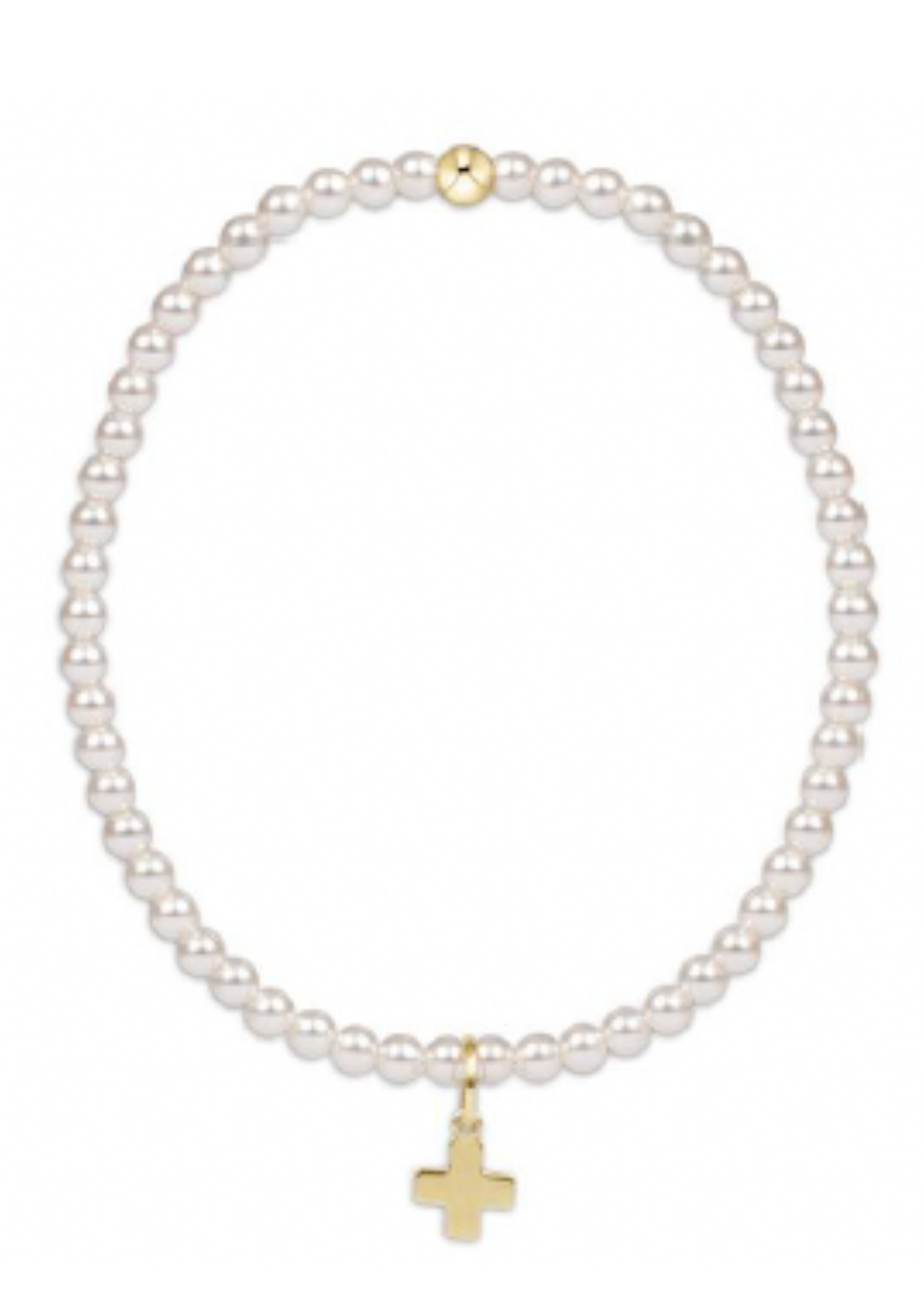 egirl Classic Pearl 3mm Bead Bracelet - Signature Cross Gold Charm