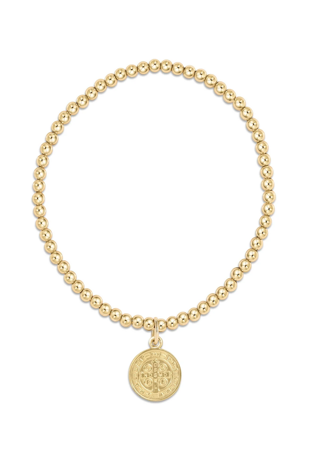 Classic Gold 3mm Bead Bracelet - Blessing Gold Disc