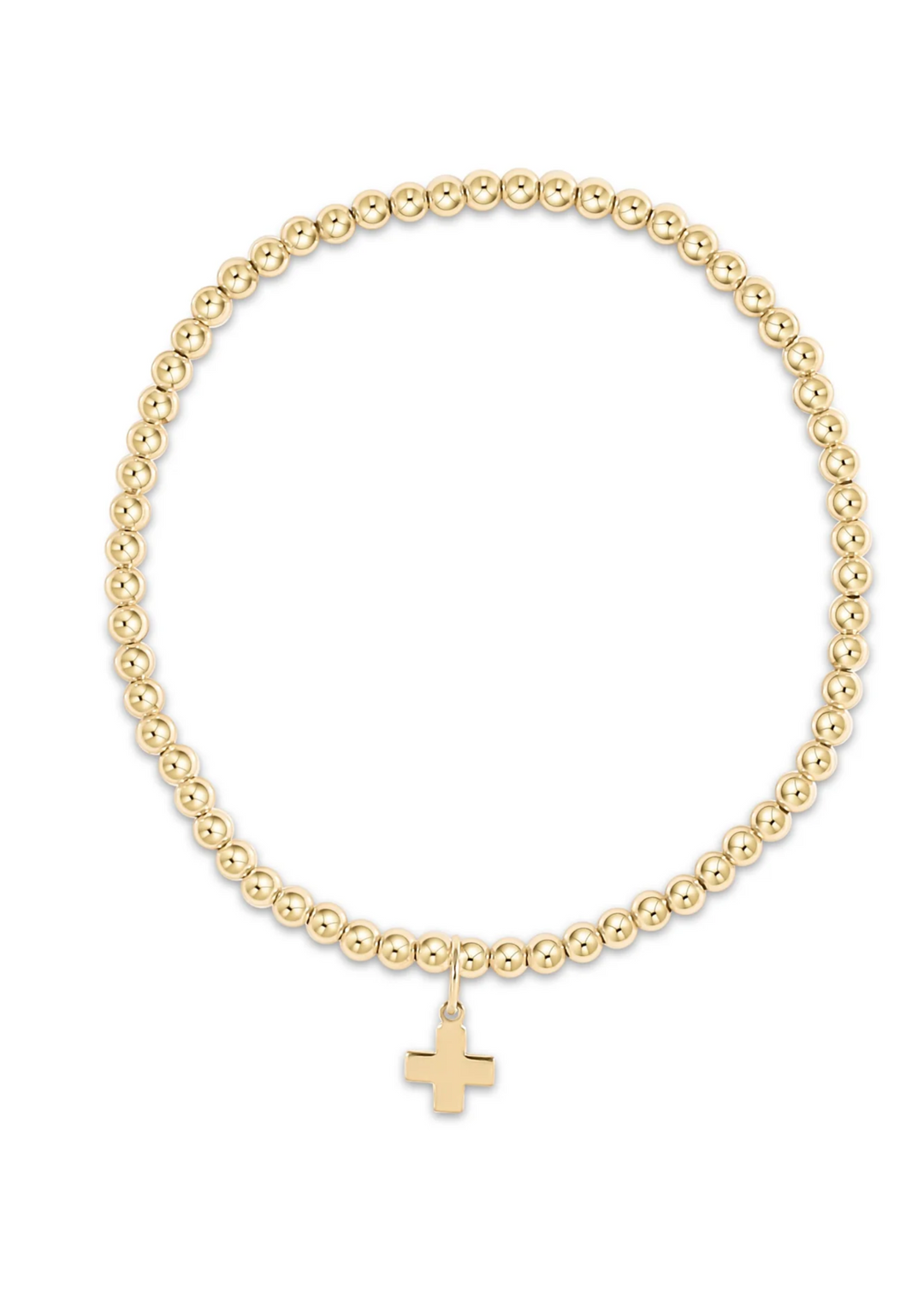 Classic Gold 3mm Bead Bracelet - Signature Cross Gold Charm