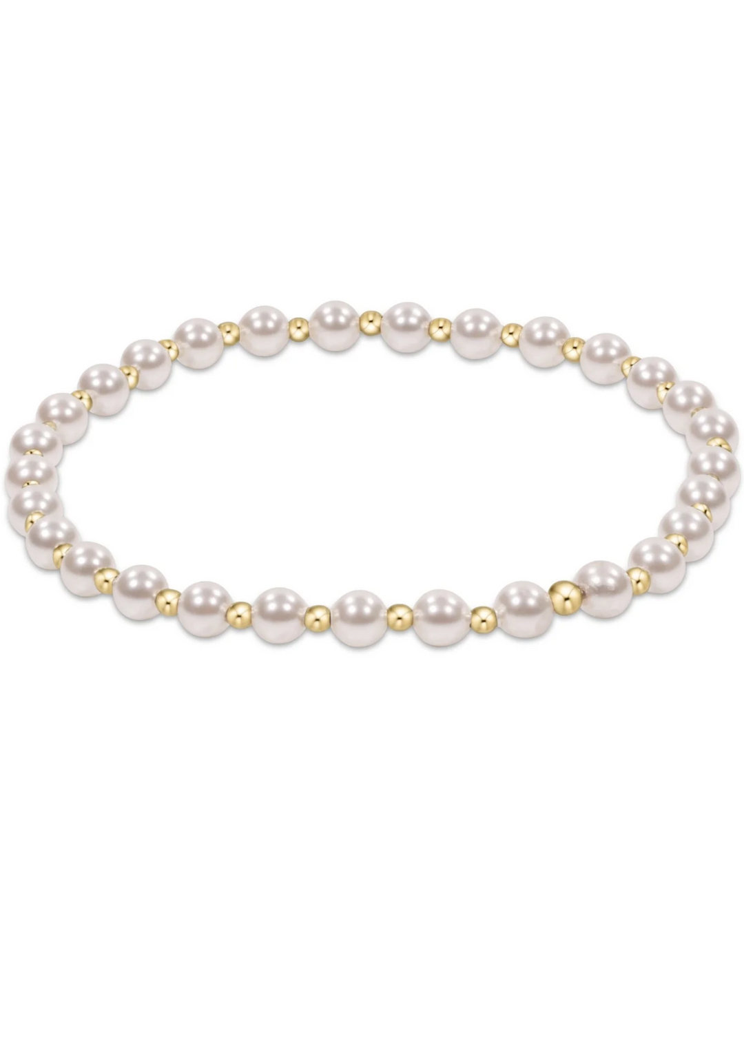 Classic Grateful Pattern 4mm Bead Bracelet - Pearl