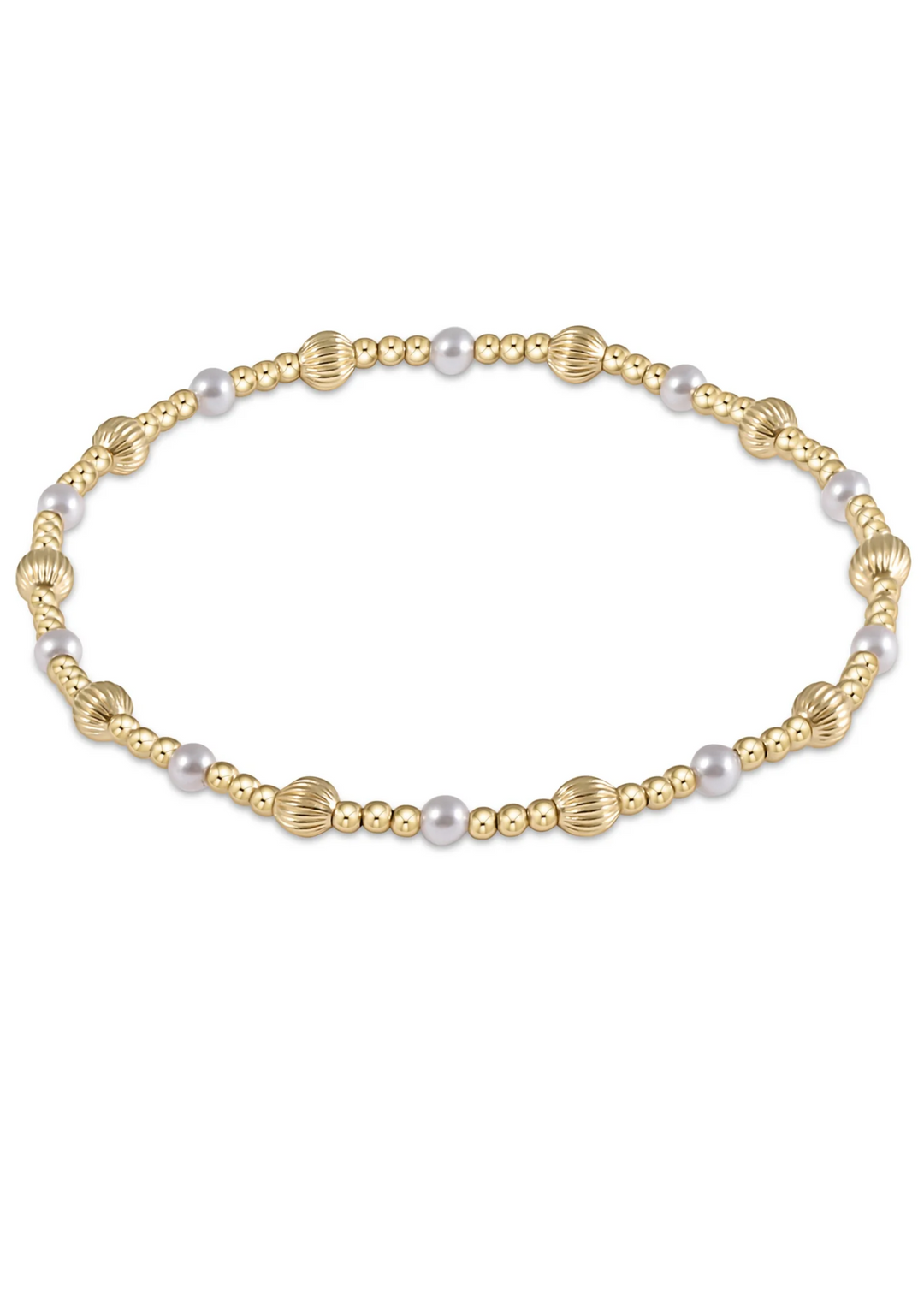 Dignity Sincerity Pattern 4mm Bead Bracelet - Pearl
