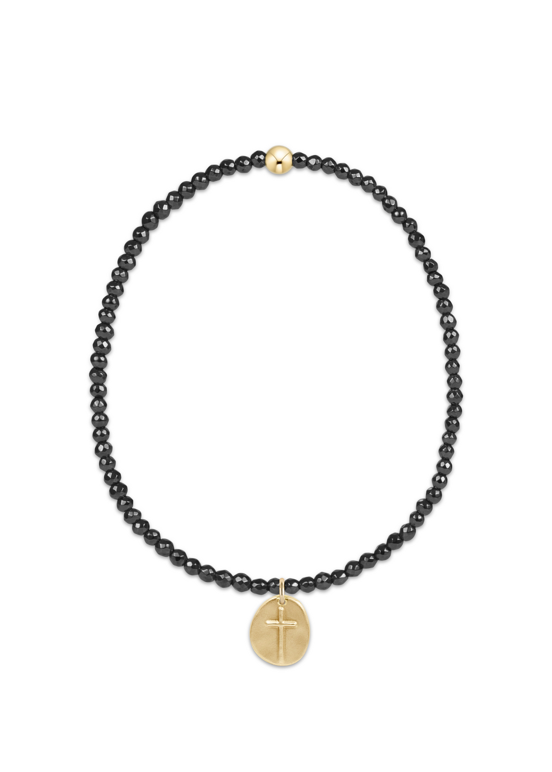 Faceted Hematite 2mm Bead Bracelet - Inspire Small Gold Charm
