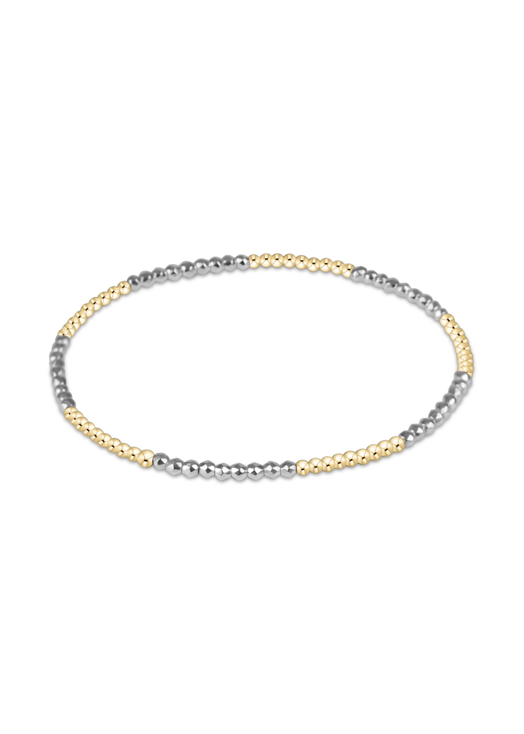 Blissful Pattern 2mm Bead Bracelet - Bright Silver Faceted Hematite