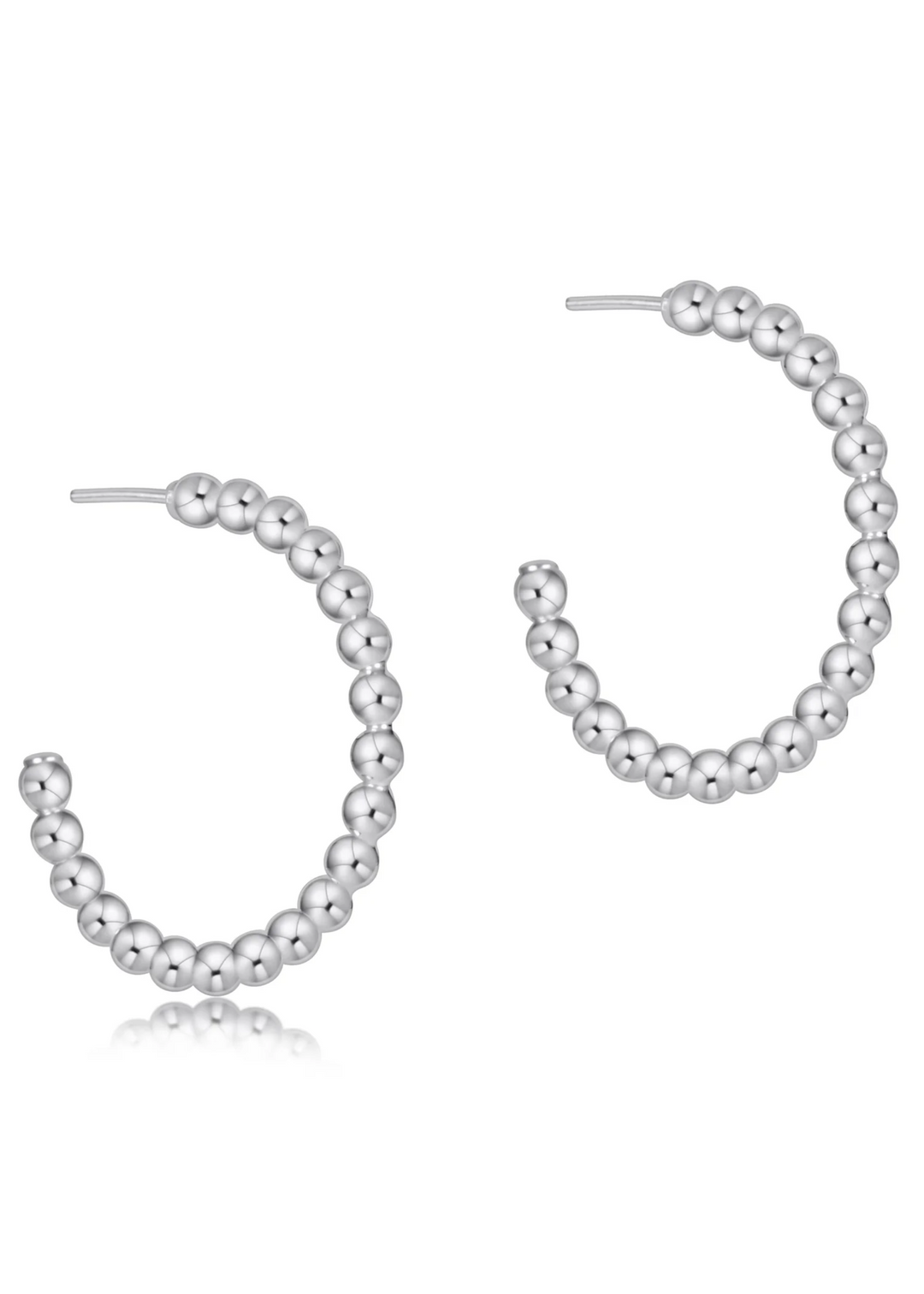 Beaded Classic 1.25" Post Hoop - 4mm Sterling