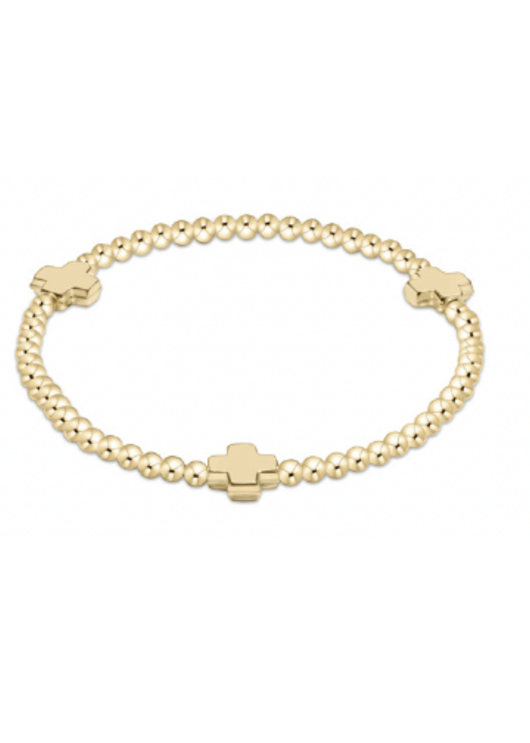 Signature Cross Gold Pattern 3mm Bead Bracelet - Gold