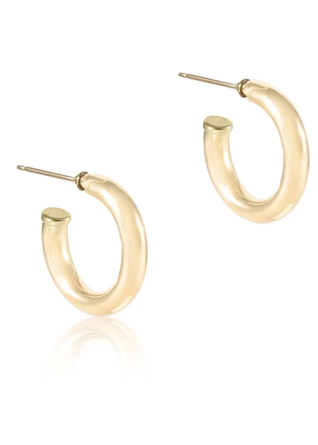 Round Gold 1" Post Hoop - 4mm - Smooth