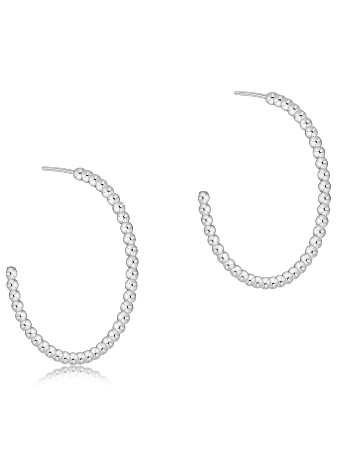 Beaded Classic 1.25" Post Hoop - 2mm Sterling